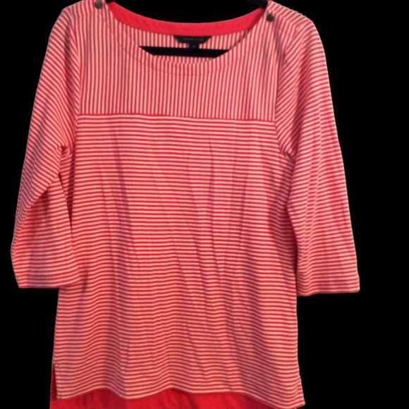 Tommy Hilfiger Large L womens stretch striped tunic top Nice - Picture 1 of 6